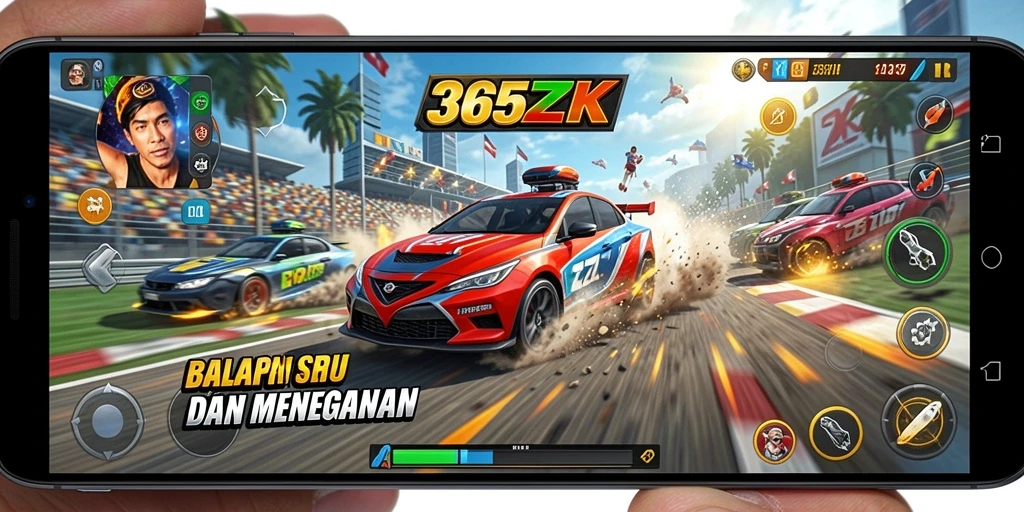 Tampilan gameplay Racing 365ZK yang mendebarkan dan penuh aksi.