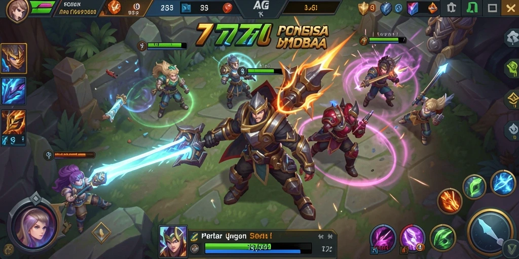 Tampilan gameplay seru dalam pertandingan MOBA 777AG.
