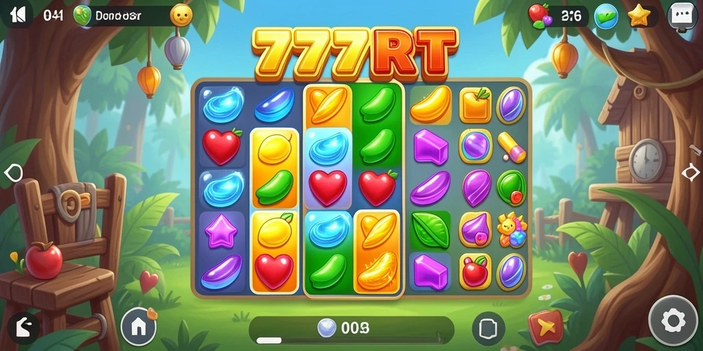 Tampilan menarik dari gameplay seru 777RT Match-3.