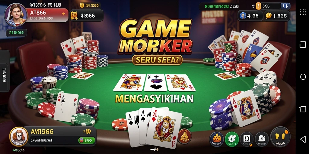 Screenshot AT866 menampilkan gameplay Poker yang mendebarkan dan interaktif.