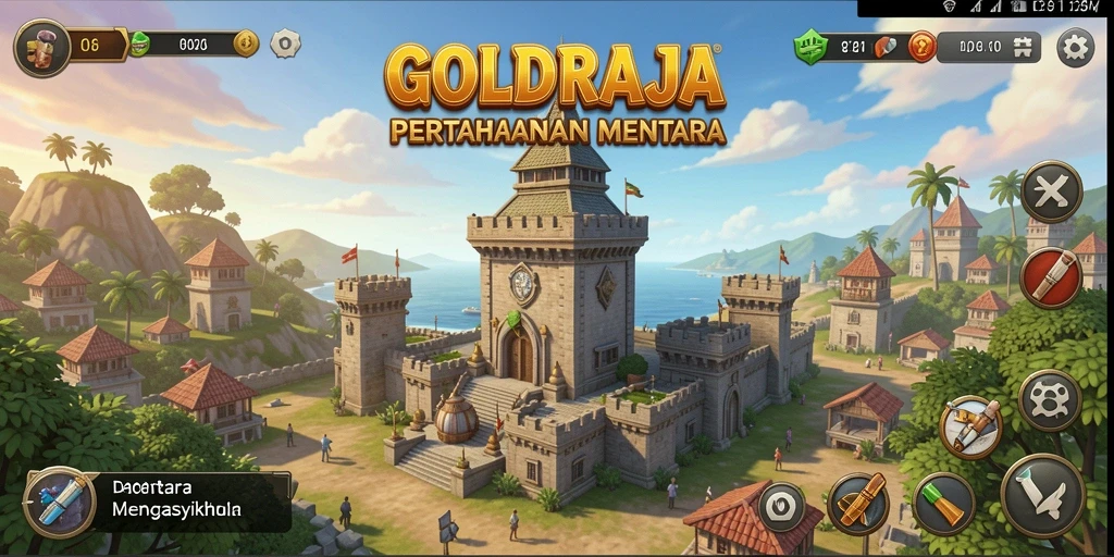 Gameplay seru dan menantang di GOLDRAJA dengan menara yang beragam.