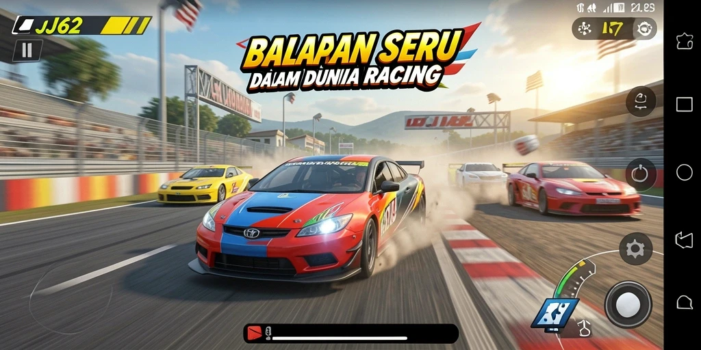 Tampilan gameplay seru dalam balapan di JJ62.