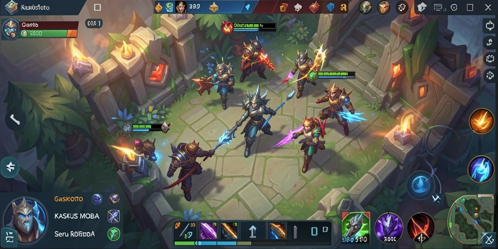 Tampilan gameplay KASKUSTOTO yang seru dengan pertarungan strategi tim.