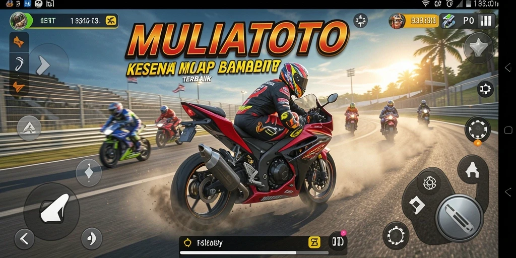 Gameplay seru dari MULIATOTO yang menggambarkan adrenalin balap motor.