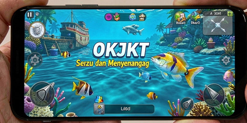 Screenshot menampilkan gameplay menarik saat memancing di OKJKT.