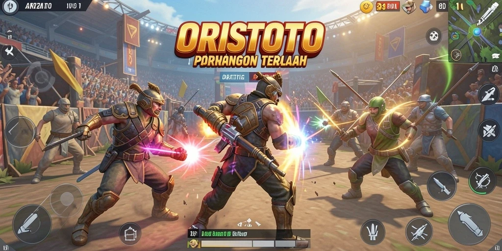 Tampilan gameplay intens dalam pertempuran Battle Royale.