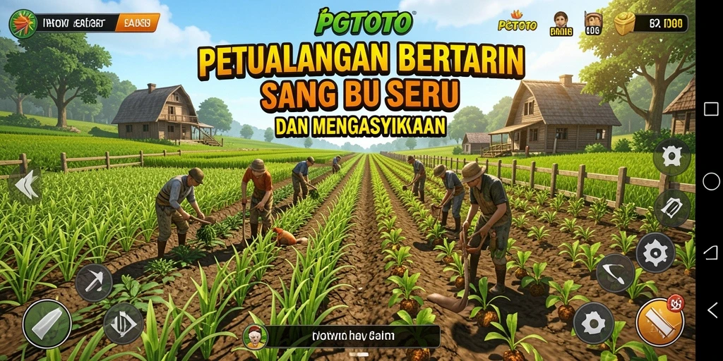 Gameplay seru dalam PGTOTO dengan bertani dan berinteraksi.