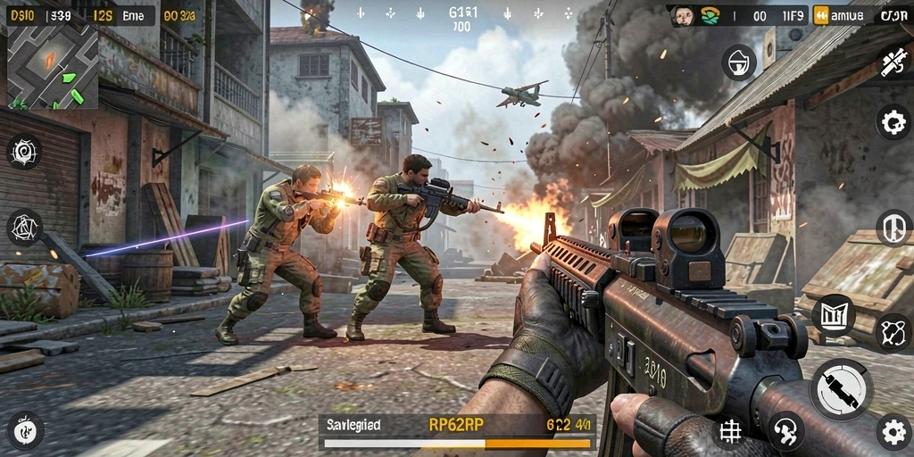 Tampilan seru gameplay RP62RP dengan aksi menembak intens
