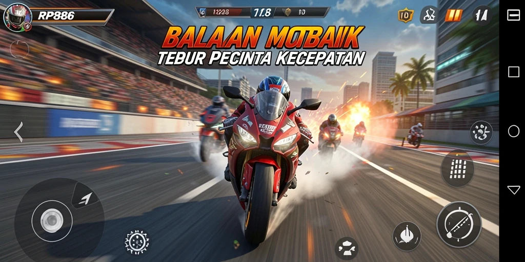 Gameplay seru balapan motor dengan grafik menawan dan adrenalin tinggi.