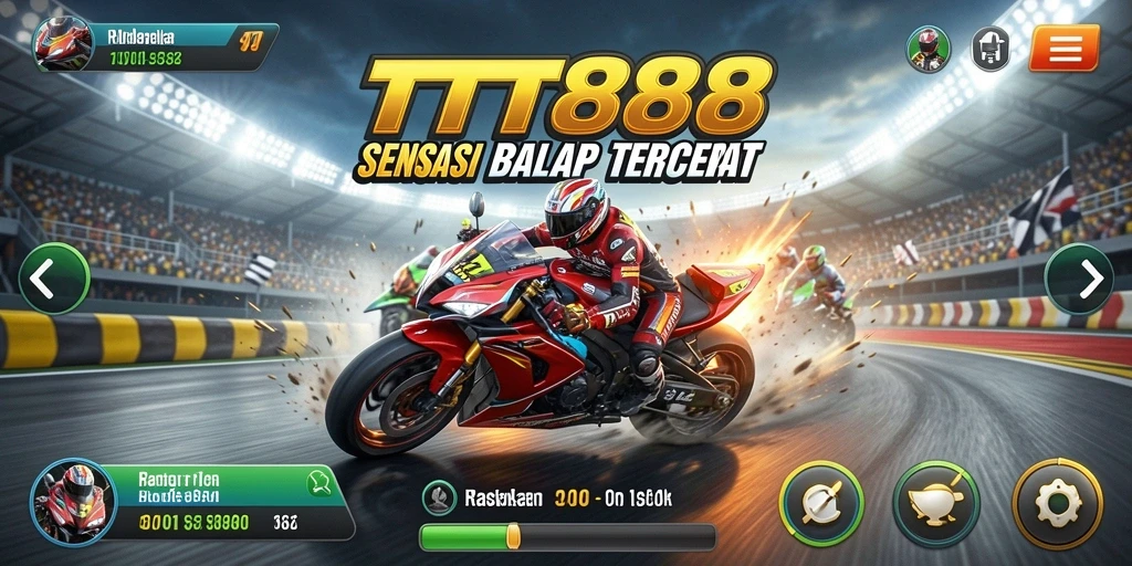 Screenshot gameplay TTT888 dengan mobil balap yang mendebarkan.