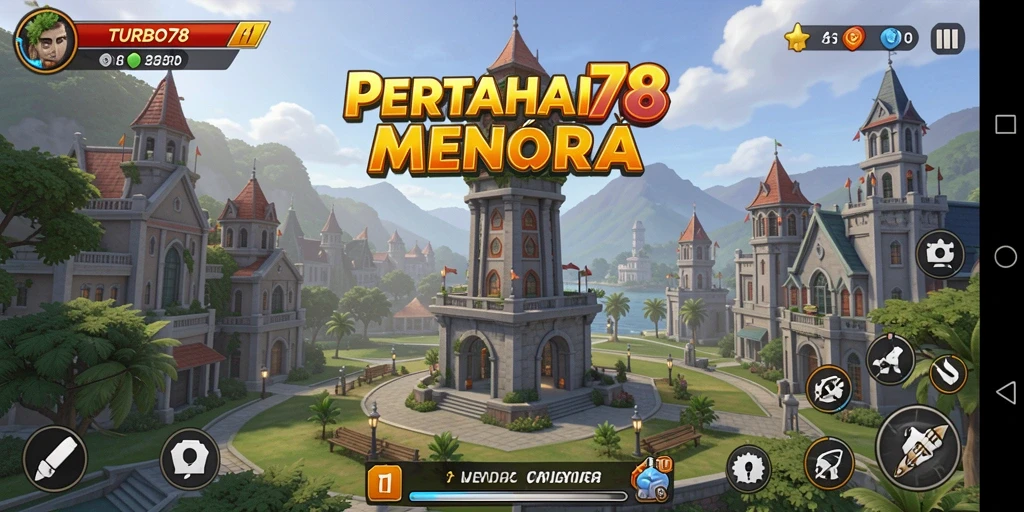 Menampilkan aksi seru dalam pertahanan menara di TURBO78.