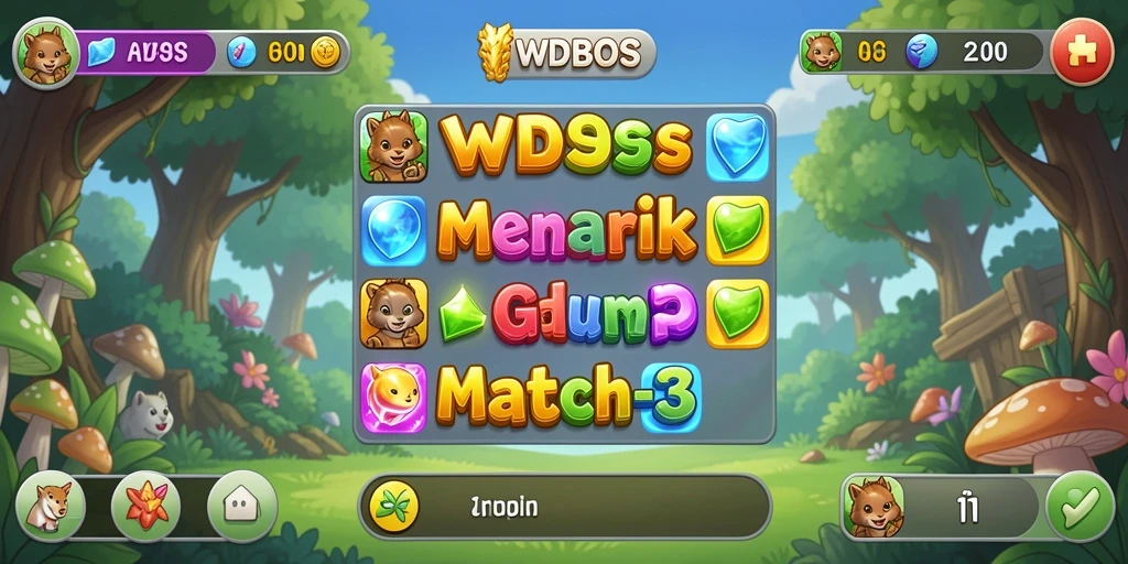 Tampilan screenshot WDBOS menampilkan aksi seru permainan Match-3.