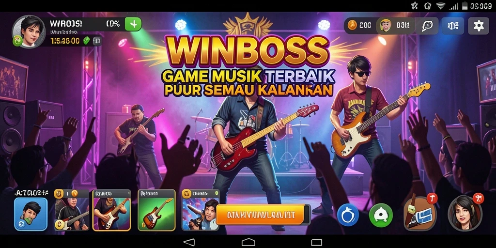 Screenshot utama WINBOSS menampilkan gameplay interaktif musik yang seru.